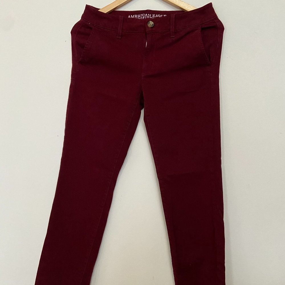 American Eagle marron button-up skinny pants 6